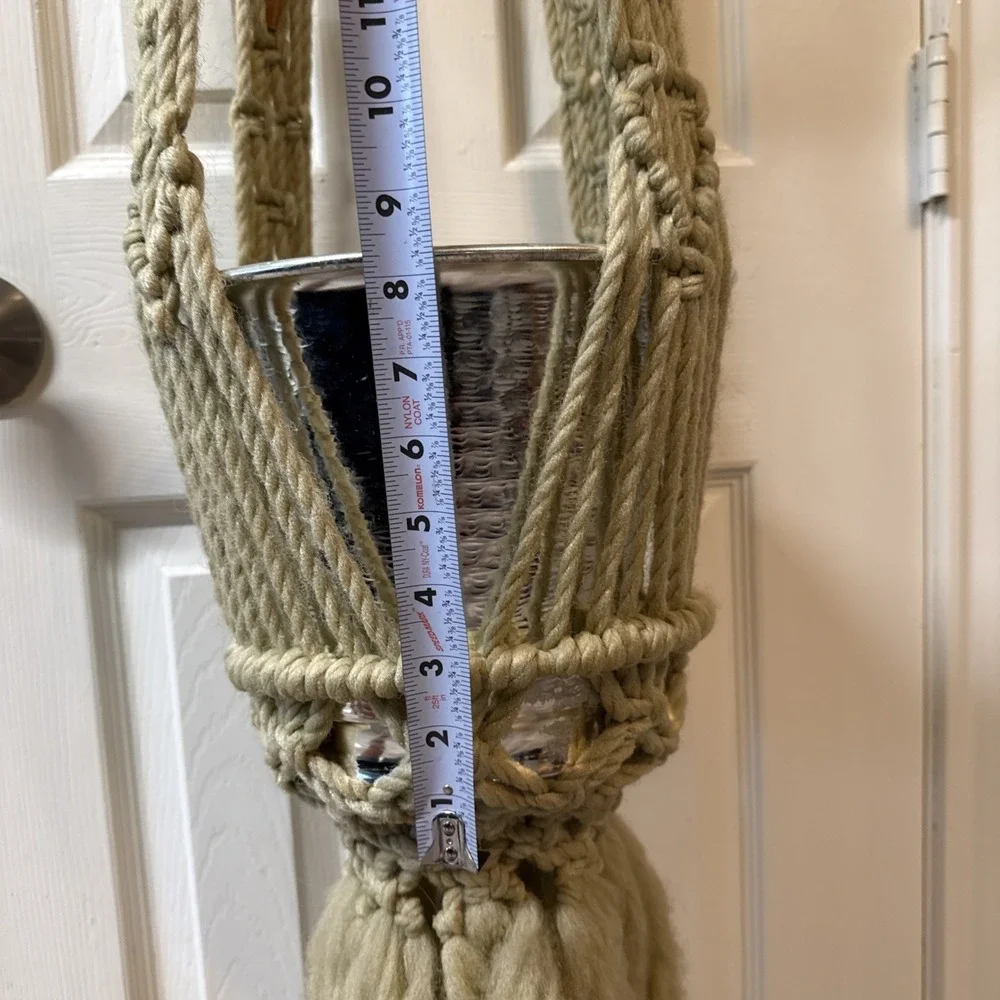 Vintage Macrame & Wood Bead  60/70s Hanging Plant Holder Boho 59